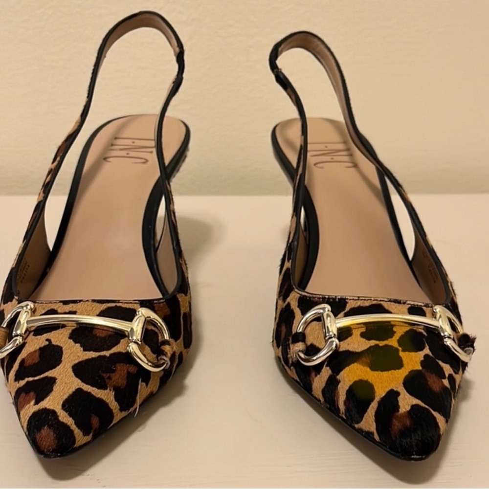 INC International Concepts Leopard Print Slingback Heels